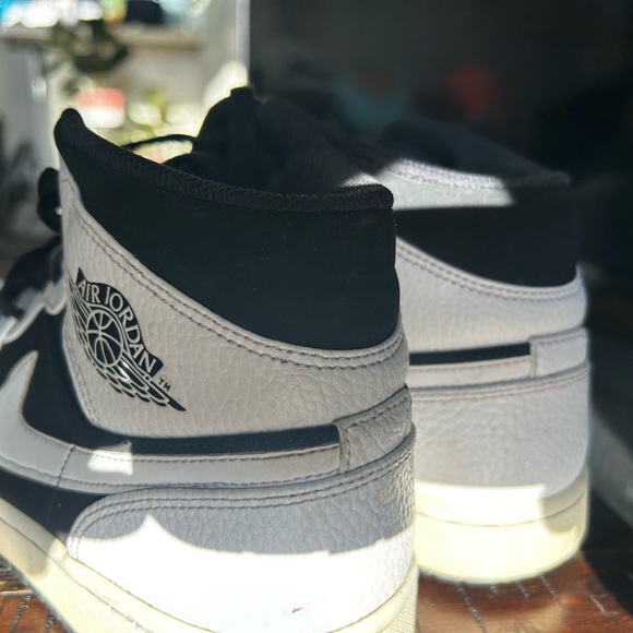 The Air Jordan 1 Mid White Black is a mid-top sneaker used some life left - Picture 2 of 12